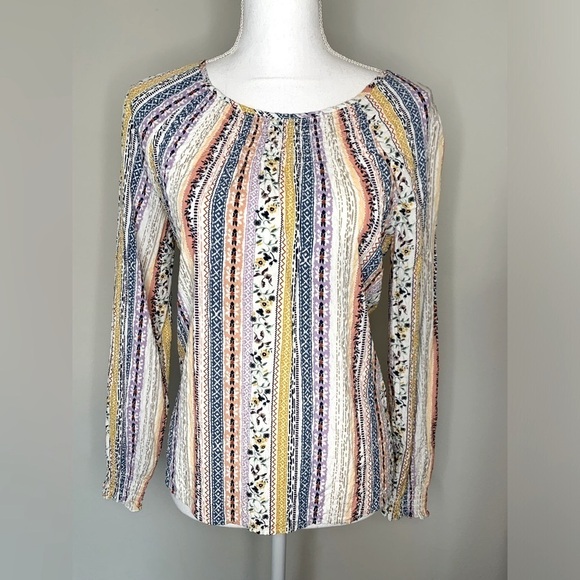 christopher & banks Women Boho Long Sleeve Floral Top Size Small - Picture 1 of 8